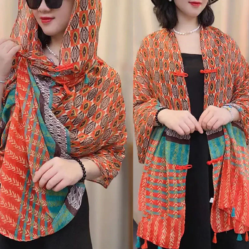🔥2024 Fall Hot Sale🔥Women's Button Shawl Scarf for Sun Protection