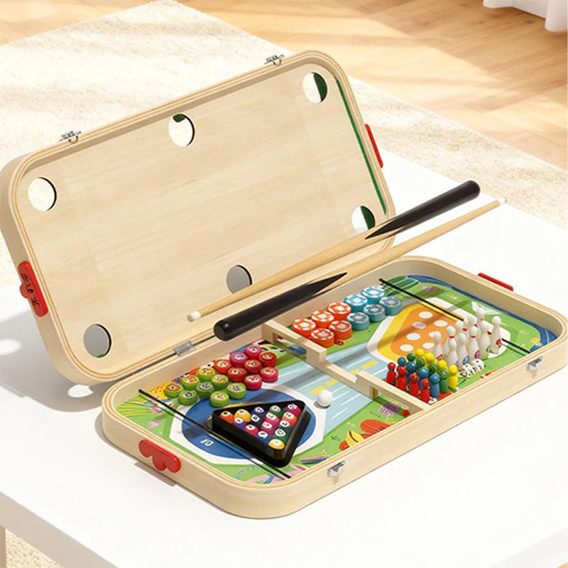 6-in-1 Wooden Tabletop Game for Kids