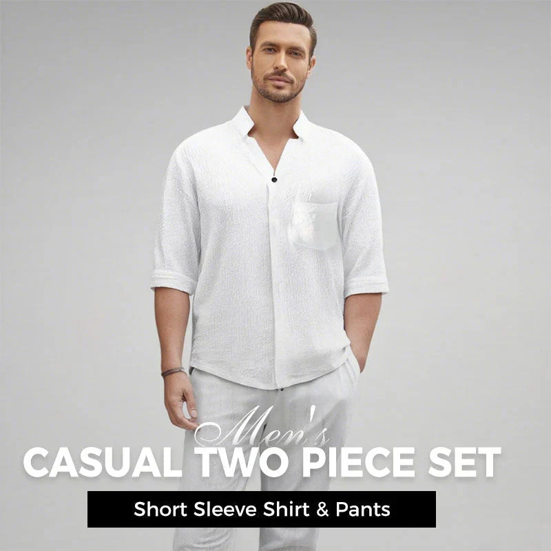 Men's Trendy Cotton Linen Top & Pants Two-Piece Set🎉BIG SALE