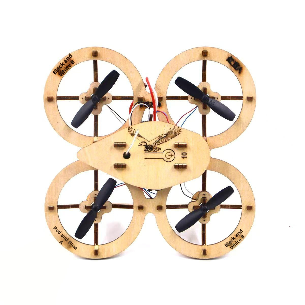 Wooden assembled DIY quadcopter drone model parent-child interactive scientific experiment teaching aids intelligent equipment