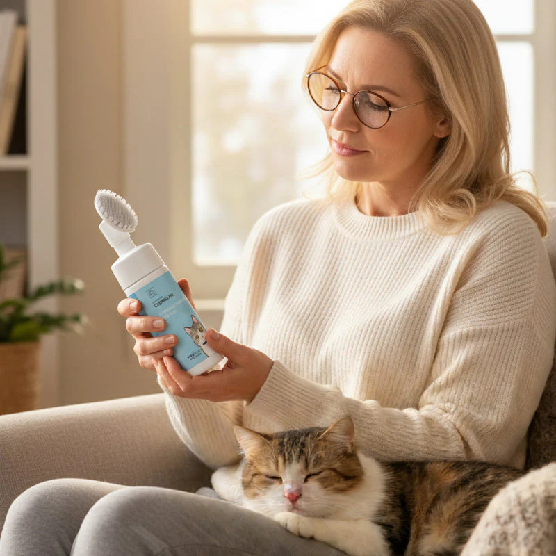 No-Rinse Pet Chin Cleaning Foam with Silicone Brush