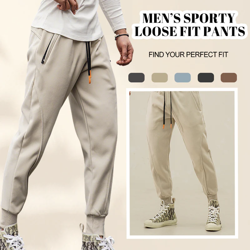 Men’s Sporty Loose Fit Pants With Drawstring