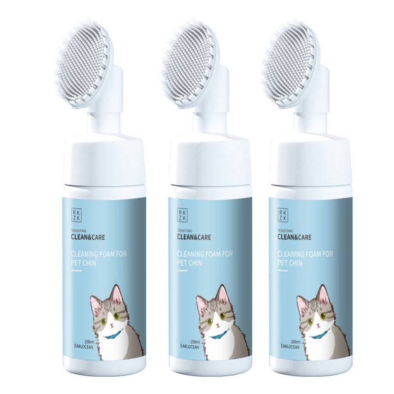 No-Rinse Pet Chin Cleaning Foam with Silicone Brush