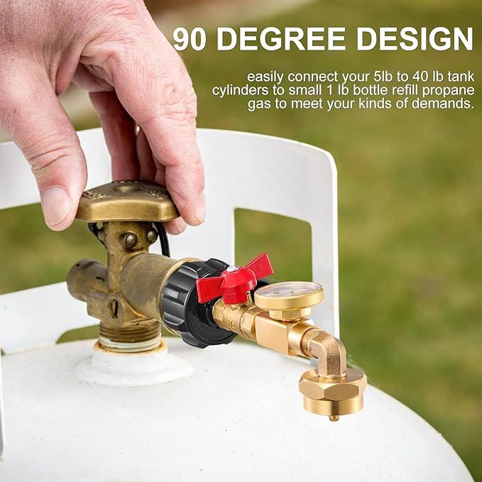 🔥 Top of the Line Propane Fill Elbow Adapter with Tank Pressure Gauge