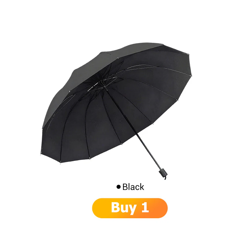 12-Rib Large Foldable Windproof Umbrella