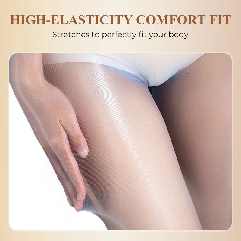 High-Waist Glossy Open-Crotch Tights