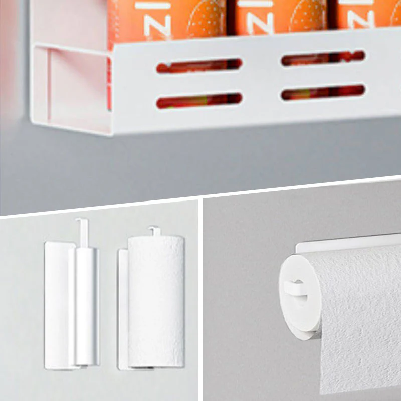 Magnetic Spice Rack for Refrigerator with Paper Towel Holder