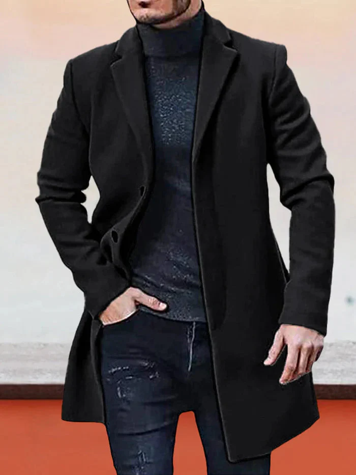 Men's Single Row Buckle Solid Color Jacket
