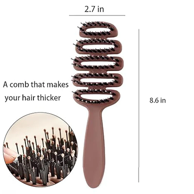 Boar Bristles Hair Brush with Curved Design