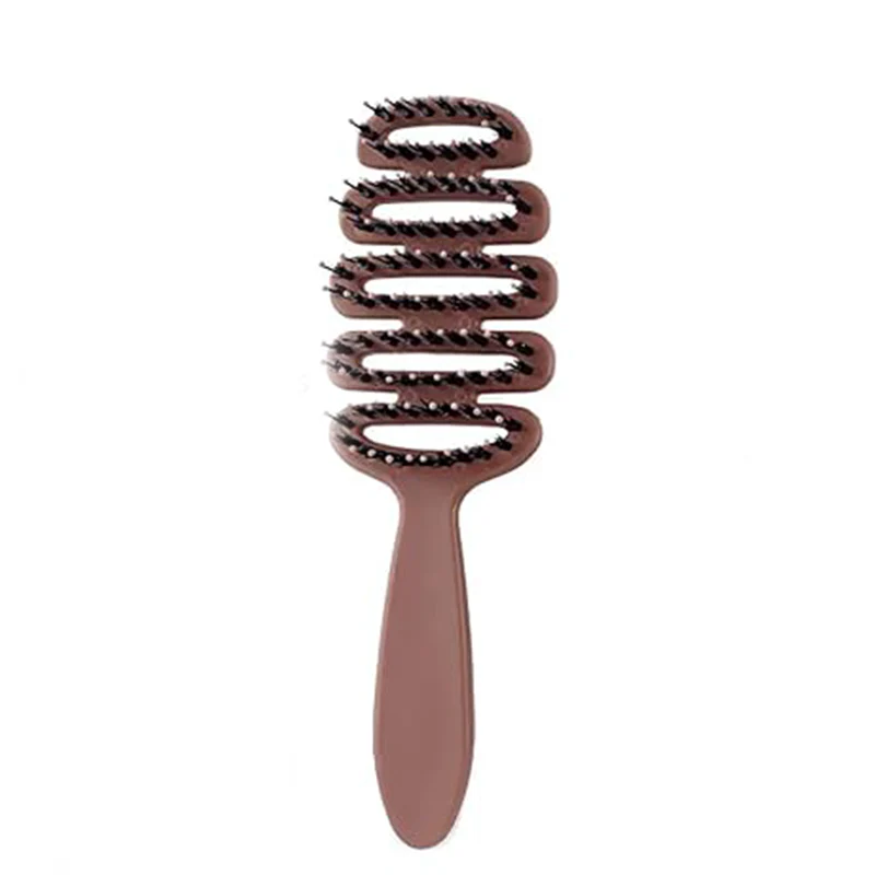 Boar Bristles Hair Brush with Curved Design