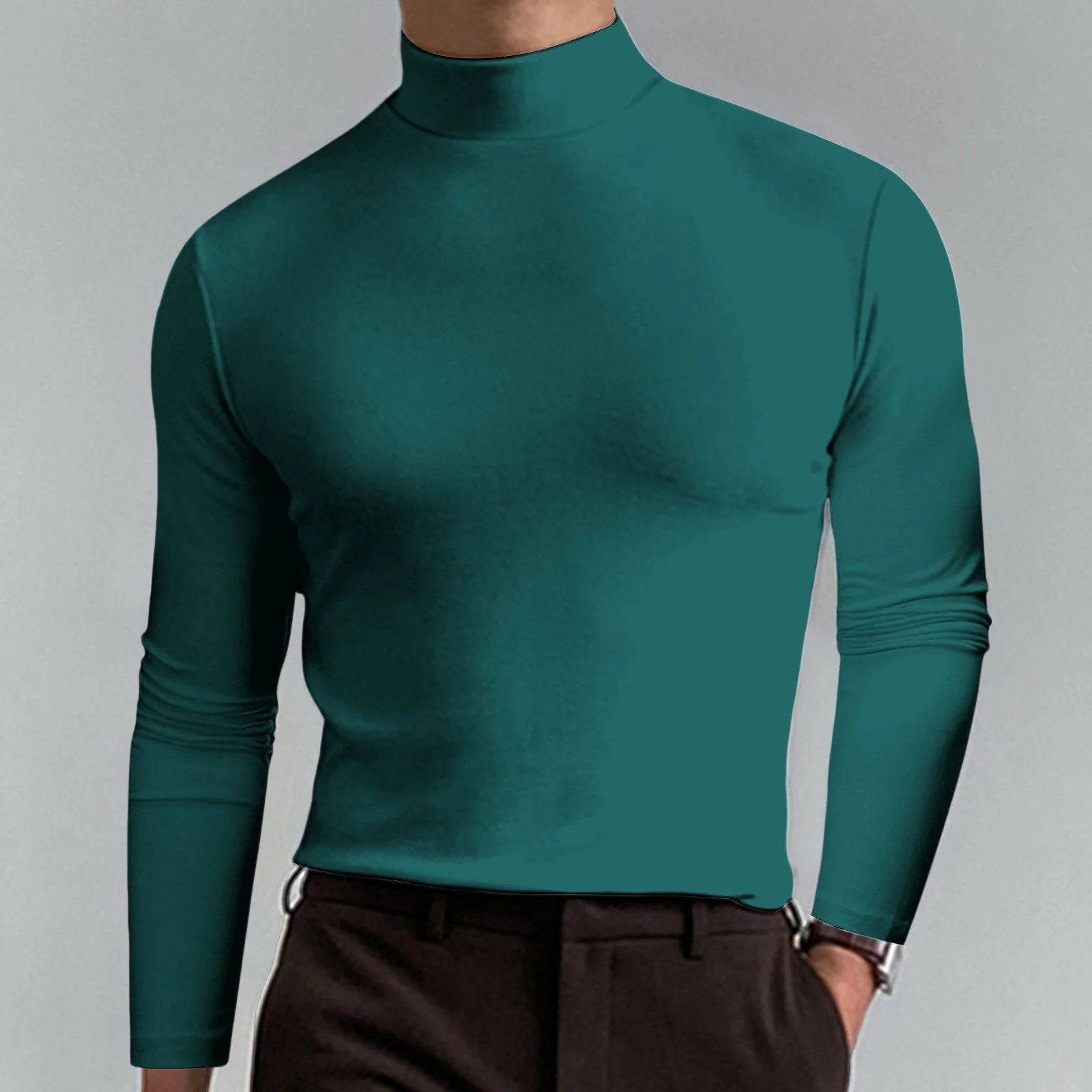 🔥60% discount! Ultimate Comfort Men's Turtleneck T-Shirt: Stretchy, breathable and fitted, ideal for the gym and everyday wear.
