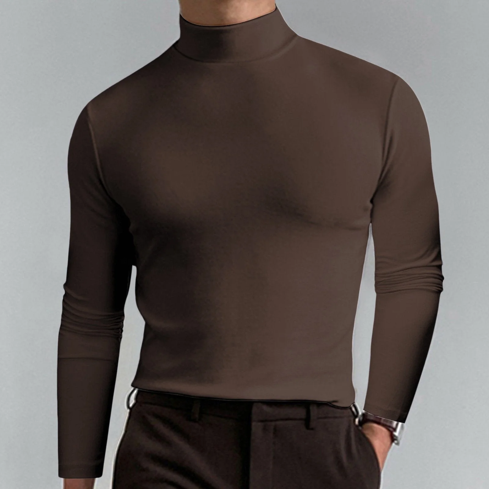🔥60% discount! Ultimate Comfort Men's Turtleneck T-Shirt: Stretchy, breathable and fitted, ideal for the gym and everyday wear.