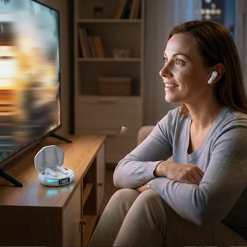 Low-Latency Wireless Earbuds with LED Display