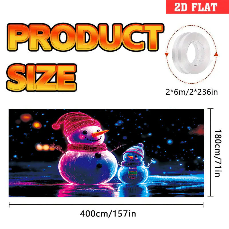 🎅 HOLIDAY HAUL SALE🎇🚪UV Activated Christmas Garage Door Cover Banner, Glows in Dark🔥🎉