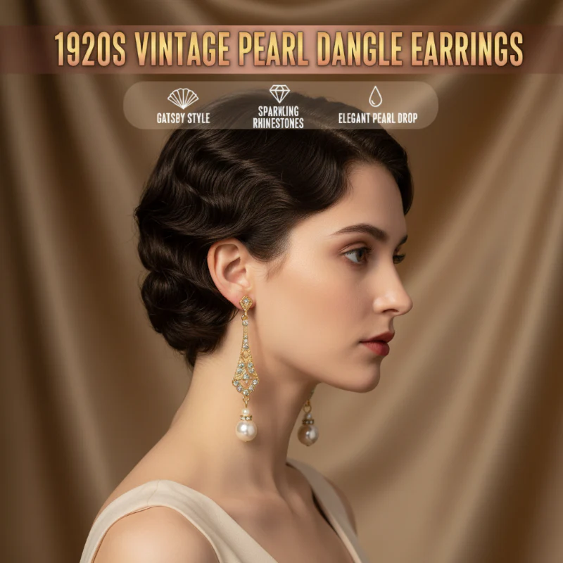 1920s Vintage Faux Pearl Drop Earrings