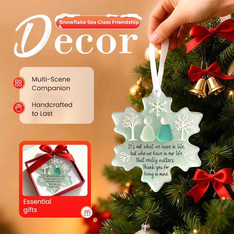 🌊Snowflake-Shaped Sea Glass Friendship Decor❄✨ Shaped by Nature & Crafted by Hand!