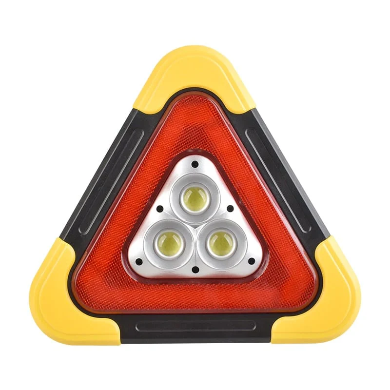 2-in-1 sun-driven emergency triangle warning light at the roadside