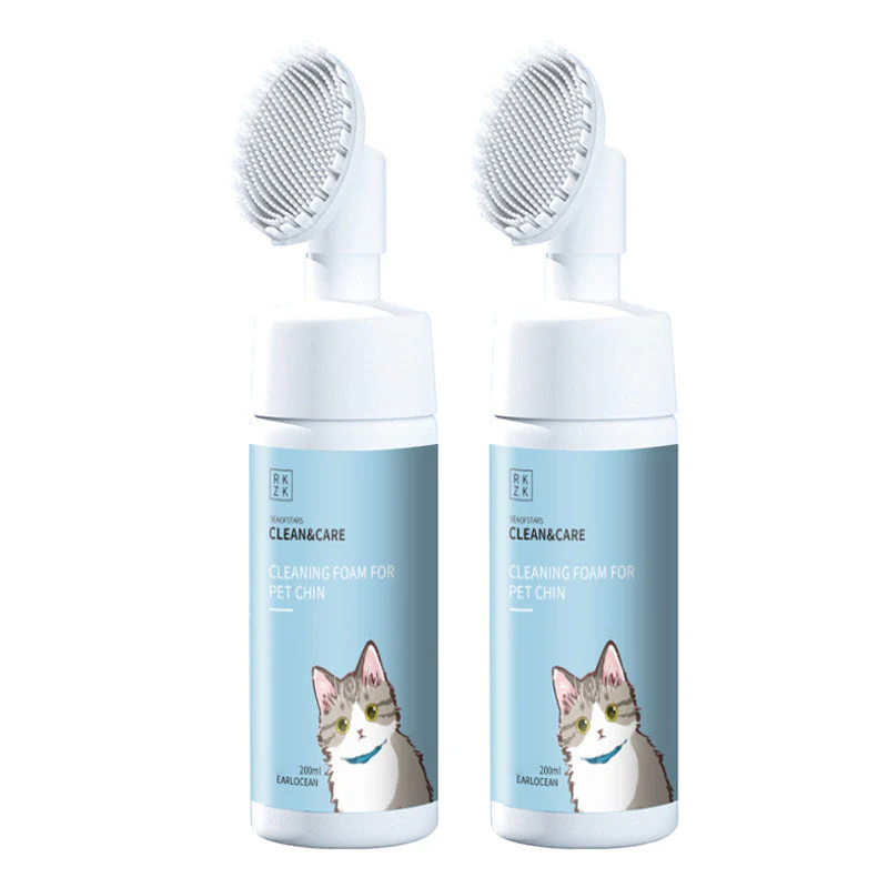 No-Rinse Pet Chin Cleaning Foam with Silicone Brush