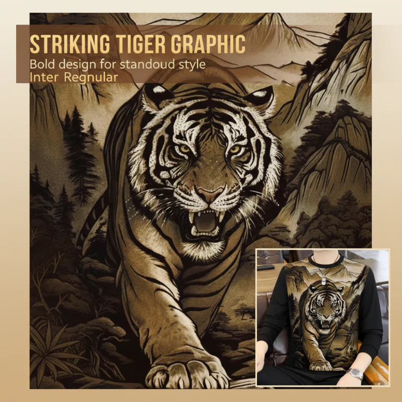 Men's Crew Neck Long Sleeve Top with Print