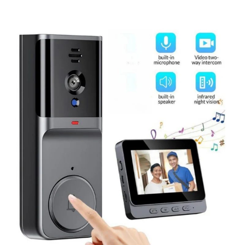 Wireless Doorbell Camera: 1080P, 170° angle, 4.3 inch screen, IPX65 outdoor waterproofing, night vision