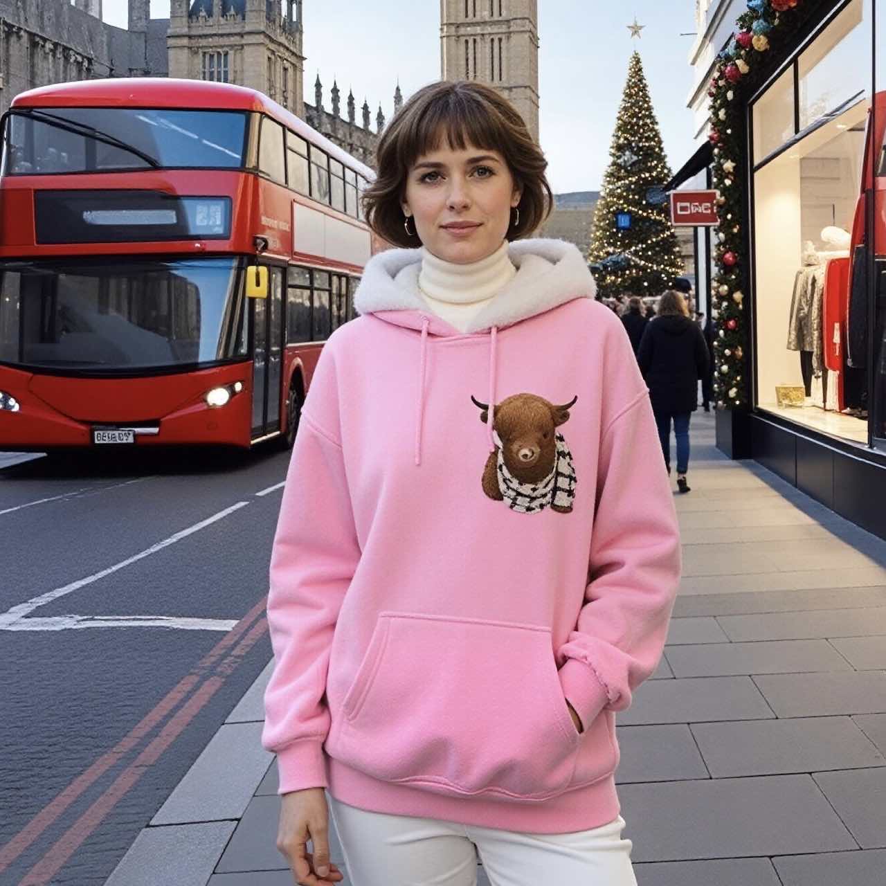 🎄🎅CHRISTMAS SALE 50% OFF!!🎁Cute Highland Cow Cozy Fleece-Lined Hooded Sweatshirt🦬