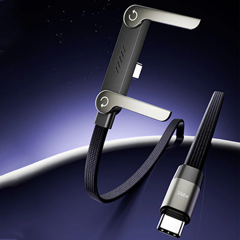 ⚡2-in-1 Invisible Holder Charger Cable – 240W Fast Charging Cord with Built-In Phone Stand