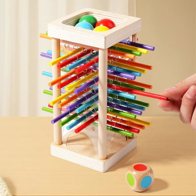 ⭐Wooden peg game with balls for children
