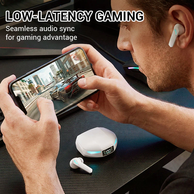 Low-Latency Wireless Earbuds with LED Display